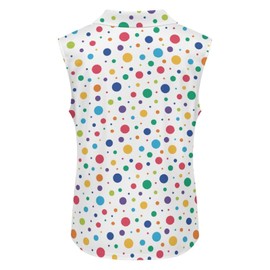 DFZNJRH Polka Dots Golf Shirt Womens Sleeveless Moisture Wicking Athletic Printed Polo Golf Tank Top Women L