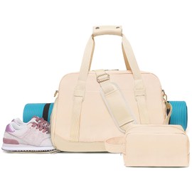 Sports Gym Bag for Women, Sport Duffle Bag with Toiletry Bag, Small Womens Gym Bags Workout Bag with Shoe Compartment & Wet Pocket