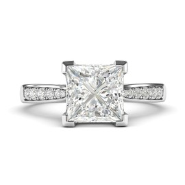 Sterling Silver Solitaire 1.5ct Simulated Princess Cut Diamond Engagement Ring with Side Stones Promise Bridal Ring (7)