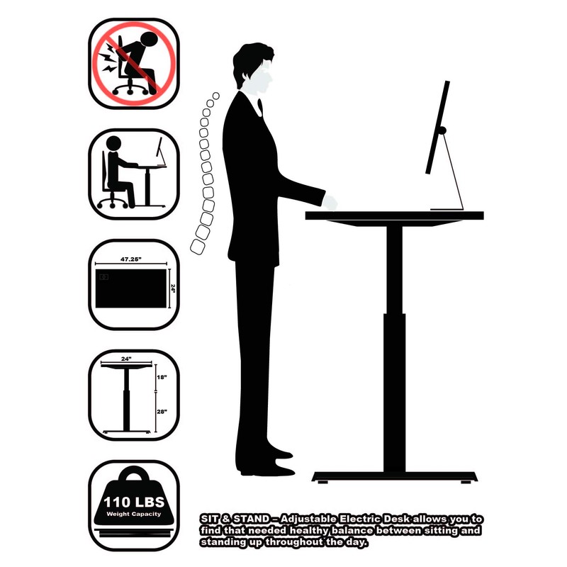 SHW Electric Memory Preset Height Adjustable Computer Desk, 48 x