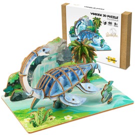 Wooden 3D Dinosaur Puzzles Set for Kids Age 8-10-12-14, DIY Wooden Art and Crafts Assemble 3D Dinosaur Model Puzzle, Home Decor and Office Art Creative Gifts for Adults (Plesiosaur)