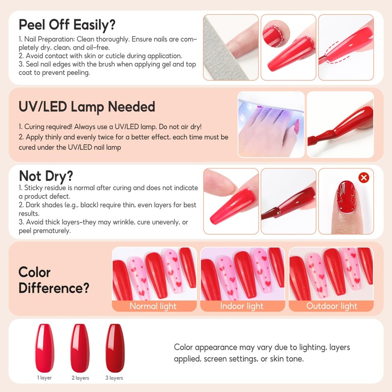 Peacecolor Gel Polish Set, 6 Colors Neutral Nude Collection Milky