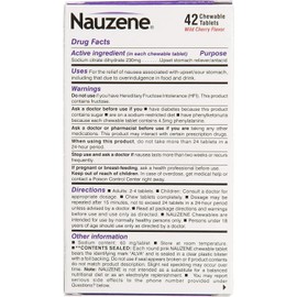 Nauzene Upset Stomach & Nausea Chewable Tablets Wild Cherry Flavor - 42 ct
