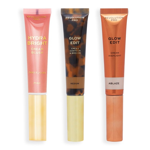 Revolution Pro Cream Face Wand Trio, Cream Contour, Blush &