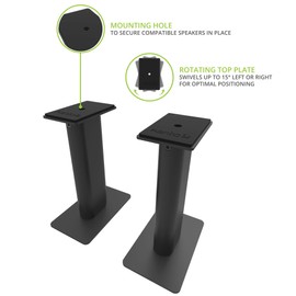 Kanto SP9 Rising Desktop Speaker Stands for Small/Medium Bookshelf Speakers & Compact/Mid-Size 2”-4” Studio Monitors | 8.3" Tall | Black | Pair