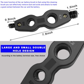 Ohleats Battery Terminal Cleaning Brush, 4 in 1 Anti-Corrosion Car Battery Cleaner, Vehicle Battery Terminals Machine Parts Cleaning Tool for Auto Marine, Universal Car Accessories (Black)