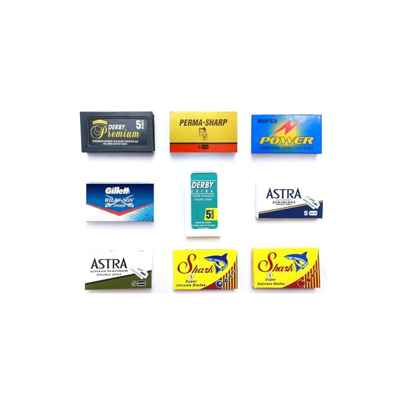 Astra Derby Shark Permasharp 50 Razor Blades Set 9 Different