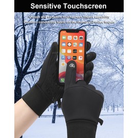 Winter Gloves Men Women, Touch Screen Gloves Running Gloves Cycling Gloves Driving Gloves for Men Women, Warm Gloves Freezer Gloves Waterproof Gloves Mens Winter Gloves (Black, Large)