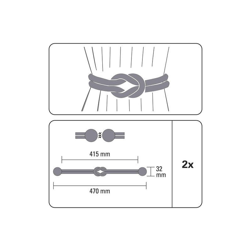GARDINIA 47cm Black Magnetic Tie Backs for Draperies and Draperies