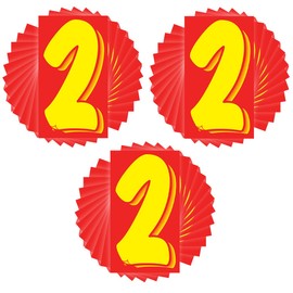 Versa-Tags 36 Number Two (2) 7.5-Inch Yellow and Red Windshield Pricing Number Stickers for Car Dealers