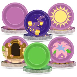 60PCS Halloween Birthday Party Supplies 7In Purple Sun Dessert Paper Plates