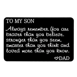 Jstud To My Son wallet Insert Cards Inspirational Graduation Birthday Gifts Engraved Always Remember You are Brave Insert Cards from Dad