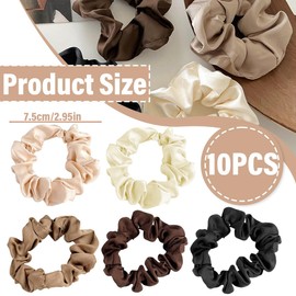 Pack of 10 Silk Hair Rings Satin Hair Scrunchies Soft Elastic Silk Scrunchies Ponytail Tear-Resistant Cable Bobbles for Women Girls Hair Accessories 5 Colours
