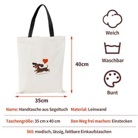 Dachshund Gifts, Women's Canvas Tote Bags, Large Capacity, Reusable Shopping Bag, Dachshund Gifts for Animal Lovers, Portable Toiletry Bag Women for Travel Everyday Life