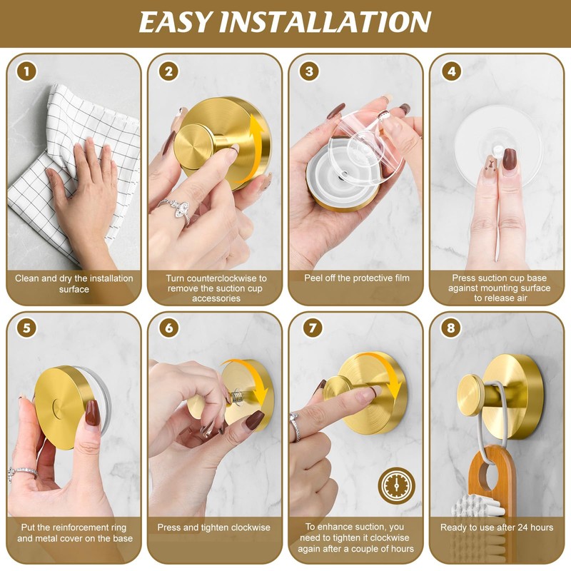 BKV Suction Cup Hooks for Glass Window,Removable Shower Hooks for