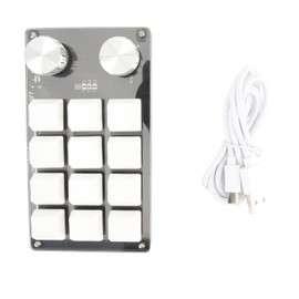 AOWINHIT Macro Mechanical Keyboard, 12 Keys, Multifunctional, DIY, Programmable Keyboard, Portable Keyboard for Office, Gaming, Laboratory (Black White)