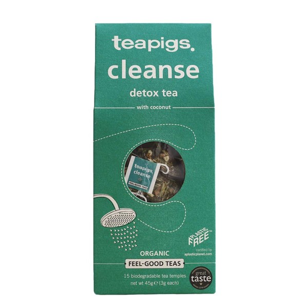 Teapigs Organic Cleanse Detox Tea Made With Whole Leaves and Herbs (1 Pack of 15 Temple Tea Bags) Feel Good Range