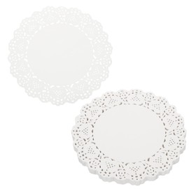 sourcing map 100pcs Lace Paper Doilies 7.5 Inch White Round Disposable Decorative Paper Placemats Hollow Flower Absorbing Papers for Cakes Desserts Food Decoration Wedding Birthday