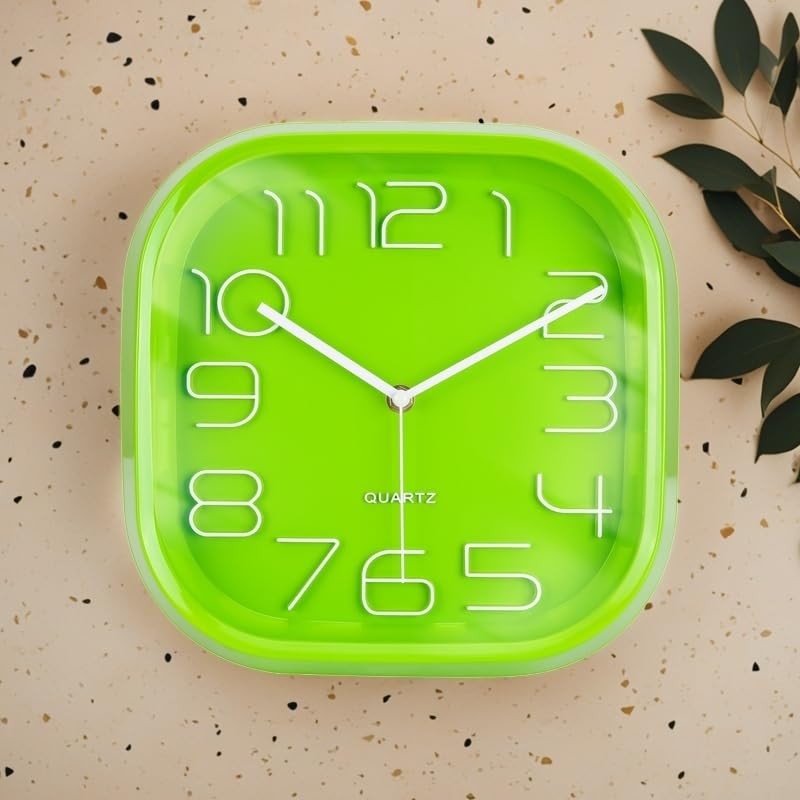 Topkey Square Wall Clock - Green