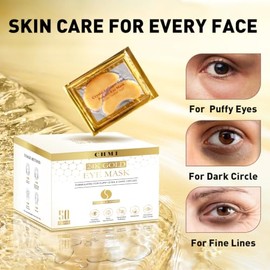 CHMI - Parches para debajo de los ojos de oro de 24 quilates, 50 pares de colágeno, ojeras, arrugas | Puffy looking eyes, collagen skin care, hydratin