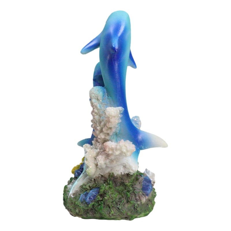 Ebros Sea World 2本のボトルノーズイルカ 水泳 コーラルリーフ 像 高さ5.5インチ 海洋 海洋