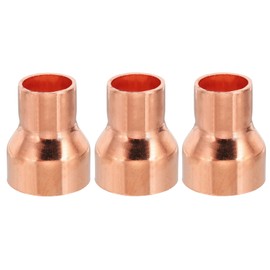 PATIKIL 1" to 5/8" ID Copper Reducer, 3pcs 99.9% Pure Copper Reducing Coupling Pressure Fitting Pipe Tube Connector Adapter with Sweat Solder Connection