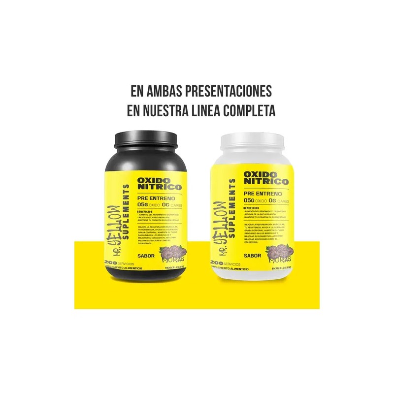Óxido Nítrico Pre Entreno Yellow 1kg 200 Servis Sabores