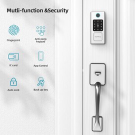 Smart Locks for Front Door, HEANTLE Deadbolt Door Lock Set Keyless Entry Fingerprint Bluetooth Electronic Digital Keypad Remote Control Compatible with Alexa