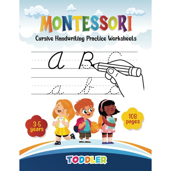 Montessori Activity Book For Preschool Cursive Handwriting Practice Worksheets: Montessori