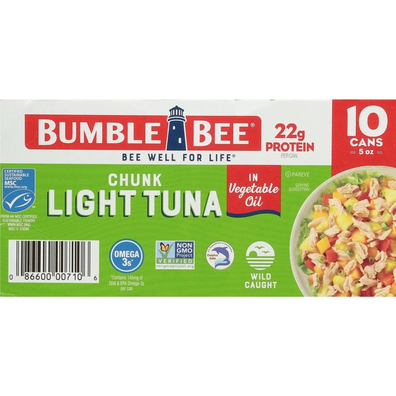 Bumble Bee Chunk Light Tuna in Oil 5oz Cans, 10-Pack