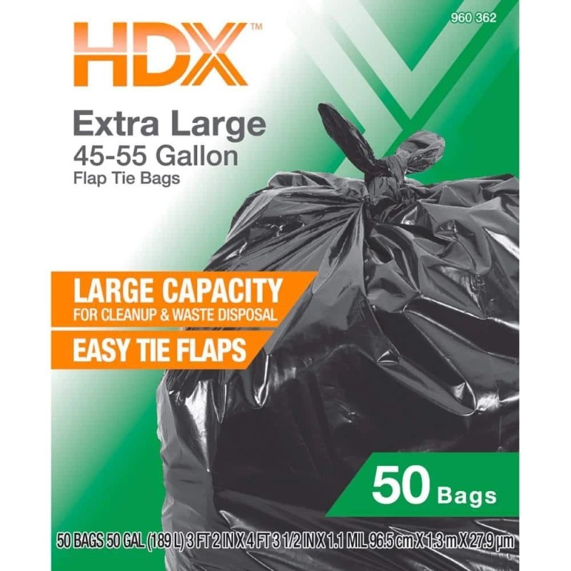 HDX 50 Gallon Black Extra Large Trash Bags (50-Count)