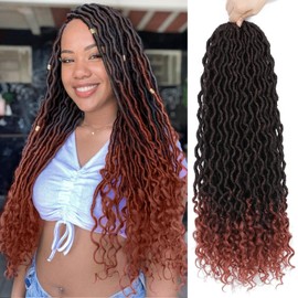 Faux Locs Crochet Hair 24 Inch 6 Packs Ombre Crochet Goddess Locs With Curly Ends Pre Looped Goddess Braids Crochet Hair For Black Women(1B/350, 24 Inch, 6 Packs)