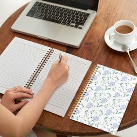 VIIJJUE Blue Hydrangea Floral Notebook Journal, Hydrangea Office Supplies, Hardcover Spiral Journal 5.5x8.3 Inch