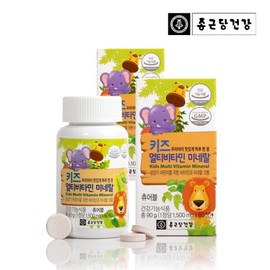 Vitamin Village (120 tablets, 4-month supply) Chong Kun Dang Health Kids Multivitamin Mineral 2 bottles, 4 total 120 tablets / 비타민마을 (120정4개월분) 종근당건강 키즈 멀티비타민 미네랄 2병 총120정 4개