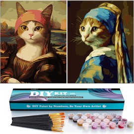 NiArt Adults' Paint-by-Number Kit 12"x16" 2 Canvas Pack, Inspired by Famous Artworks DIY Canvas Painting for All Ages, Non-Toxic Acrylic Paints & Quality Linen, Brushes & Extra Paints Complete Set (A)