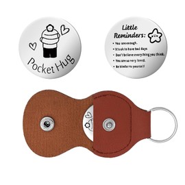 Kabwea Positive Hug Token with Practical Leather Bag, Ideal as a Funny Gift and Personal Lucky Charm for Valentine's Day, multicoloured