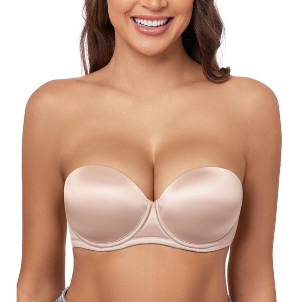 Exclare Women's Push Up Strapless Multiway Thick Padded Underwire Convertible