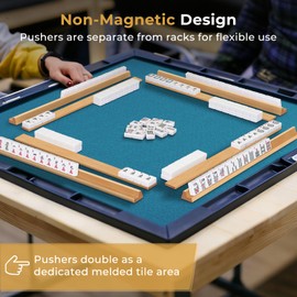 QUEENLINK 17 Inches Beechwood Mahjong Racks with Pushers Set of 4