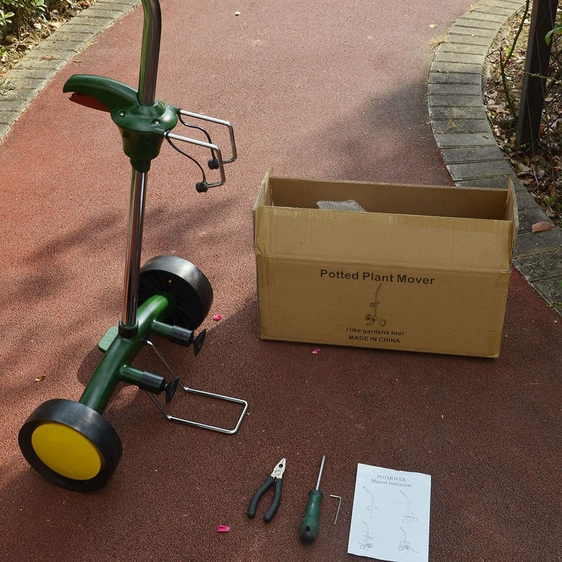VIMOA Potted Plant Dolly with Flat Free Wheels Adjustable Handle