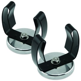 Master Magnetics RB50BVCCX2 Magnetic Hook, Round Base Magnet Fastener with Steel Clip Chrome Plate, 2.04" Diameter, 2.20" Total Height, 35 Pounds, Silver (Pack of 2)