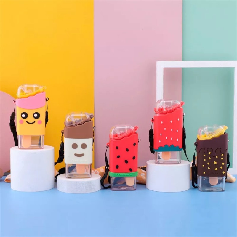 FRUTAS Botella Agua Frutas Paleta Kawaii Lonchera Lunch Vaso Toper