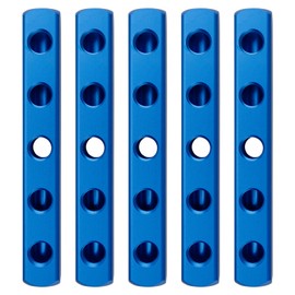 5PCS Air Manifold, 5 Way 8 Port Air Compressor Manifold, Aluminum Air Hose Inline Manifold Block Splitter, Pneumatic Manifold Air Distribution Block, NPT 1/4 Inch Supply Port, NPT 1/4 Inch Output Port