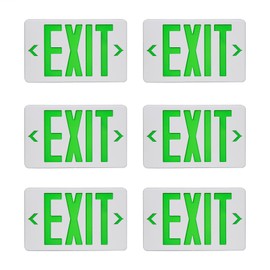 GZRUIYANG Green LED Exit Sign With Emergency Light - UL Listed, Battery Backup, AC 120/277V - Commercial Lights for Business - 6 Pack