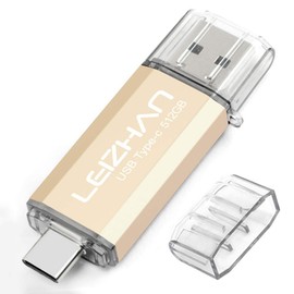 LEIZHAN 512GB 3.0 OTG USB Flash Drive 3.1 Type-C Dual Plug Memory Stick Pen Drive For Type-C Smart Android Phone U Disk (512GB, Gold)