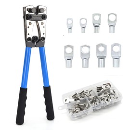 TERCOCTOR Battery Cable Lug Crimping Tool- 8 Size Copper Ring Lugs Wire Crimping Pliers- Heavy Duty Wire Lugs, Battery Terminal, Cable Lug Crimper for Copper Lugs AWG 10-1/0