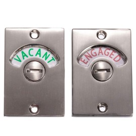 CALIDAKA 2PCS Door Lock Indicator Bolt Occupied Indicator Deadbolt Vacant/Engaged Latch for Bathroom WC Public Restroom Toilet (Polished Chrome)