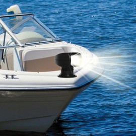 MOCHAG 100W 12V Marine Spotlight Searchlight, 360° Rotate Bulb Spotlight for Boat Truck Car Searchlight Lighting, 2300LM Remote Control Outdoor Emergency Halogen Search Light (Black, Button Panel)