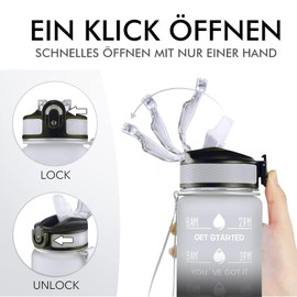 Children's Drinking Bottle, 600 ml, BPA-Free Tritan Water Bottle with Straw, Sports Water Bottle with Time Marking for Fitness, School, Yoga, Outdoor (White Black)