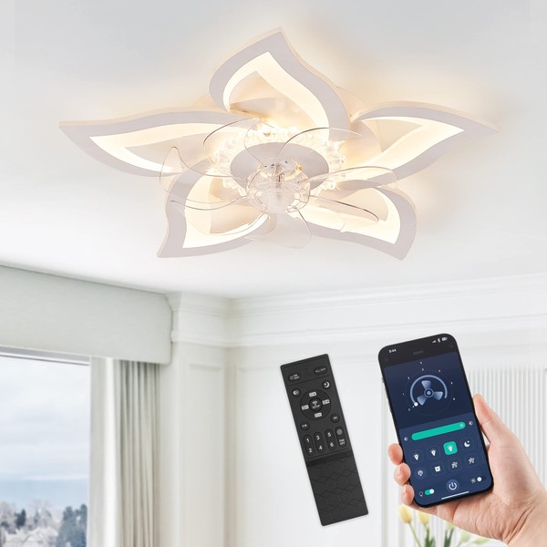 LEDIARY LEDIARY Flower Ceiling Fans with Lights, Small 27 Inch