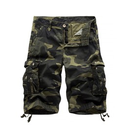 DOINLINE Men's Cargo Shorts Camo Casual Cotton Work Camouflage Short Pants with Multi-Pockets Green 40